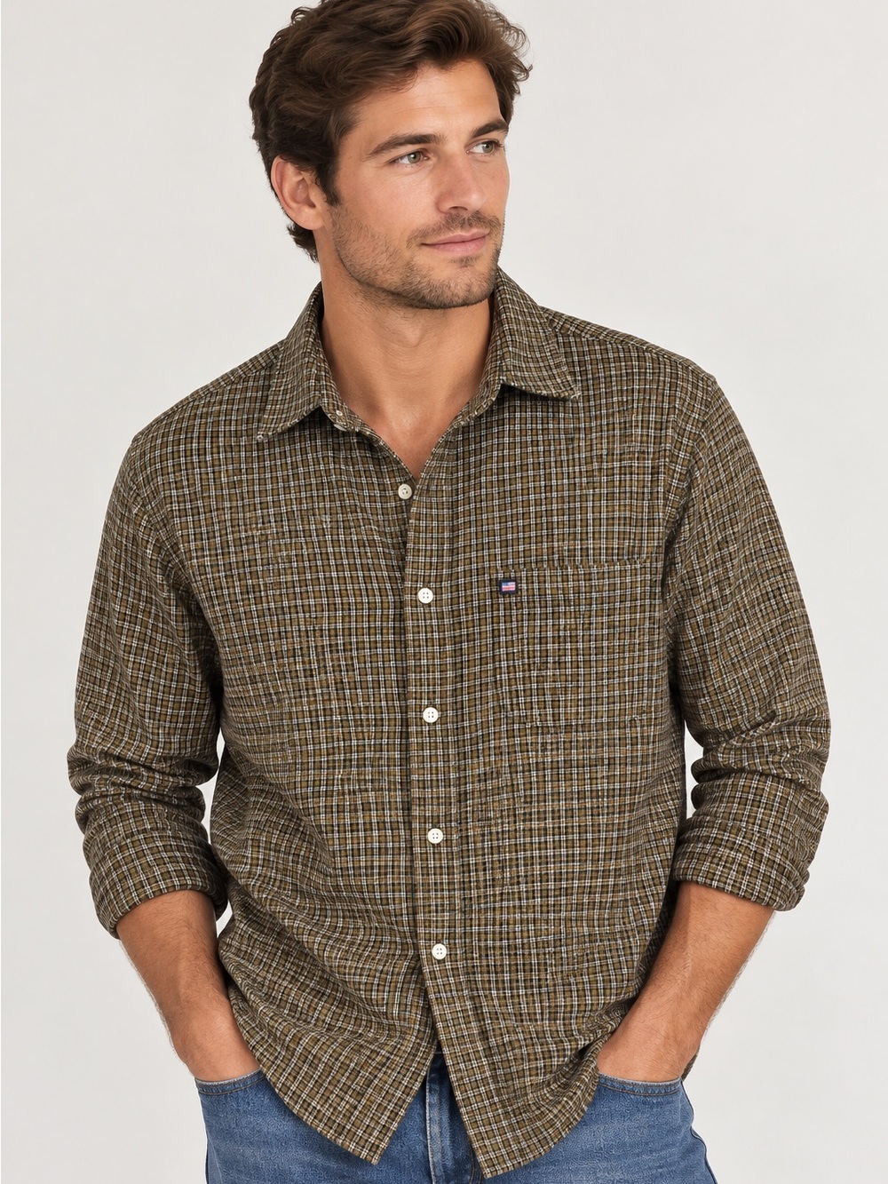 Polo Ralph Lauren Jeans Co. L Houndstooth Plaid Button Front Shirt